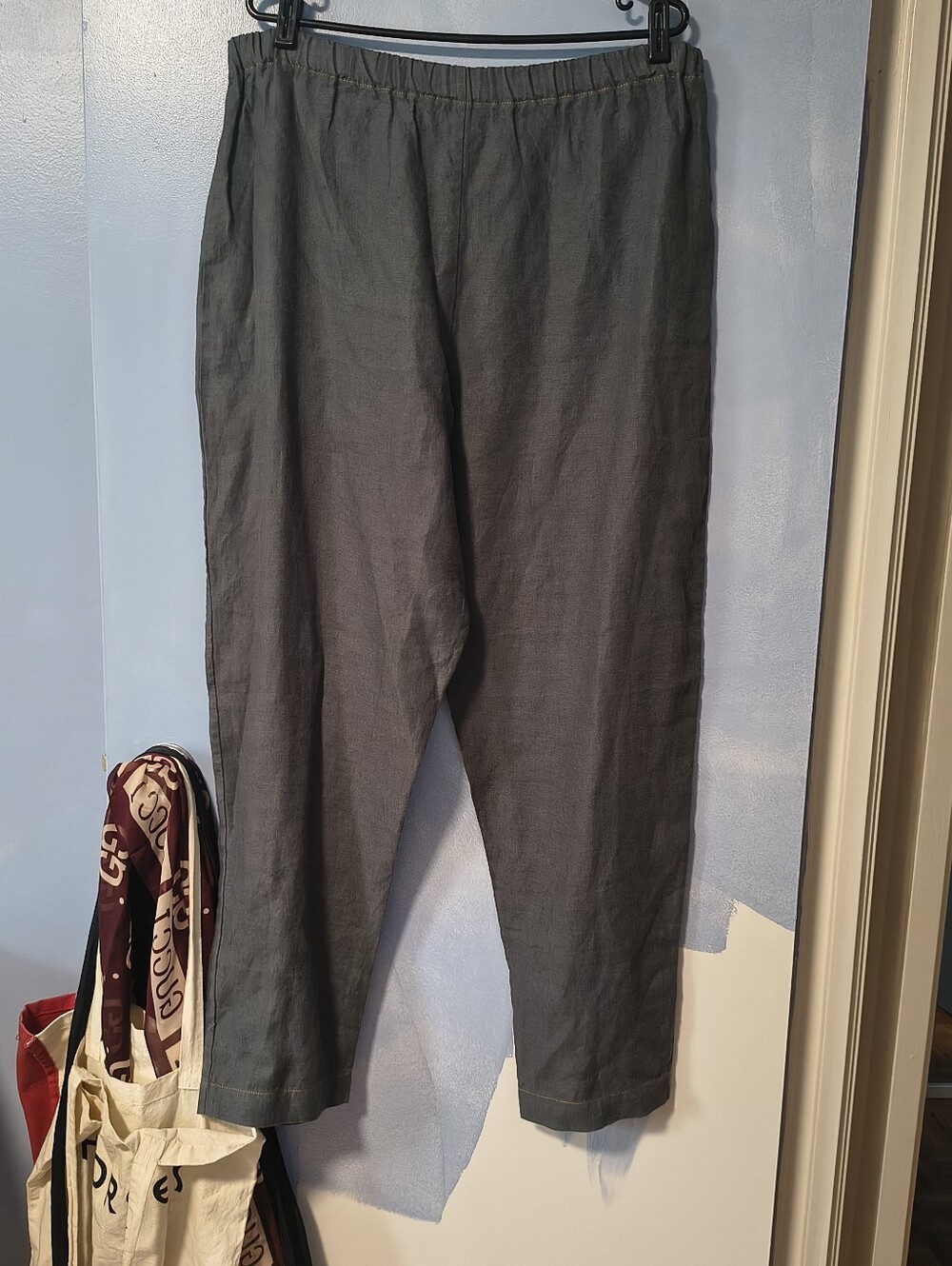 Crunch Grey Linen Barrel Leg Pull On Pants XXL